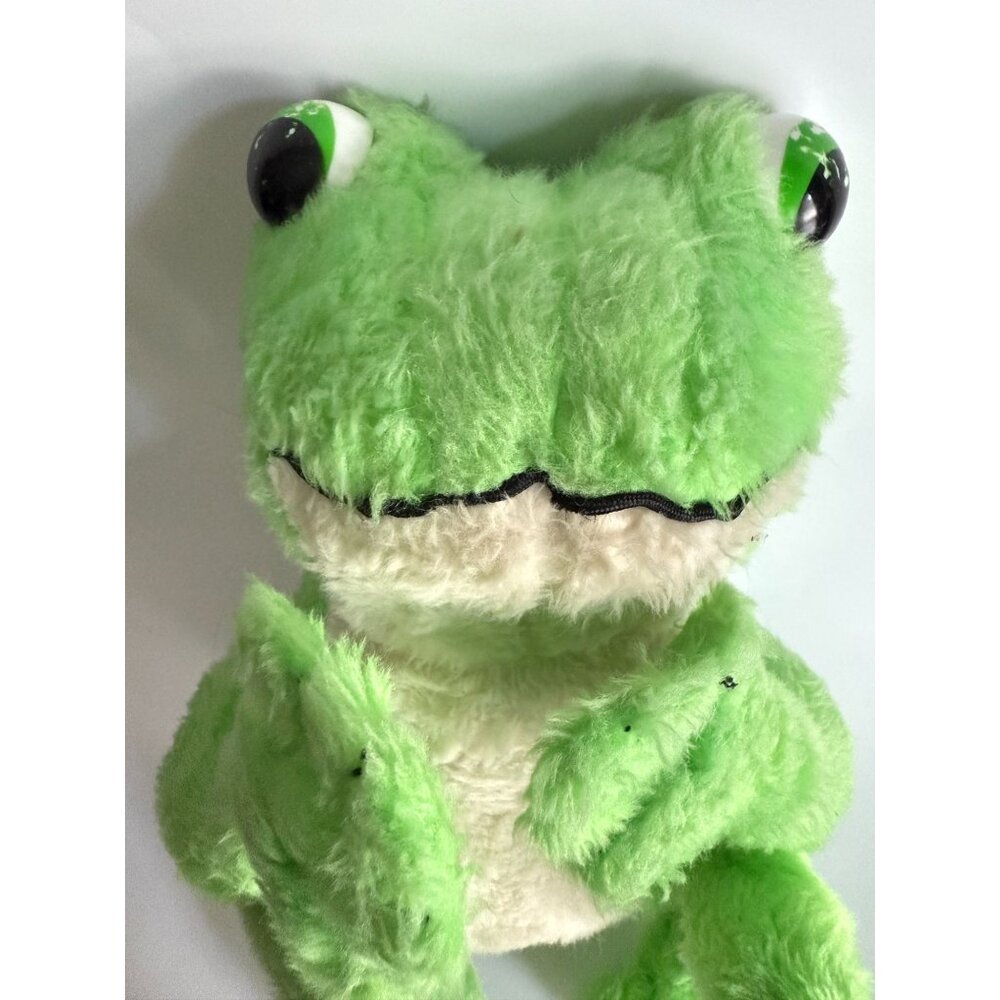 Vintage tween stuff Rushton Plush Green Frog Toy (scuffed eyes, disheveled fur) - Picture 6 of 14